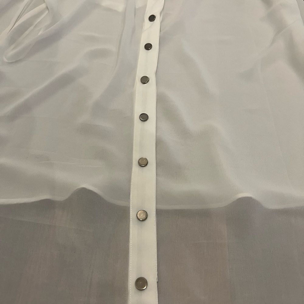 Double Zero White Long Sleeve Blouse With Gem Sleeves — image 8 of 8